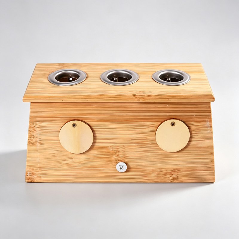 Bamboo 3-hole moxibustion box