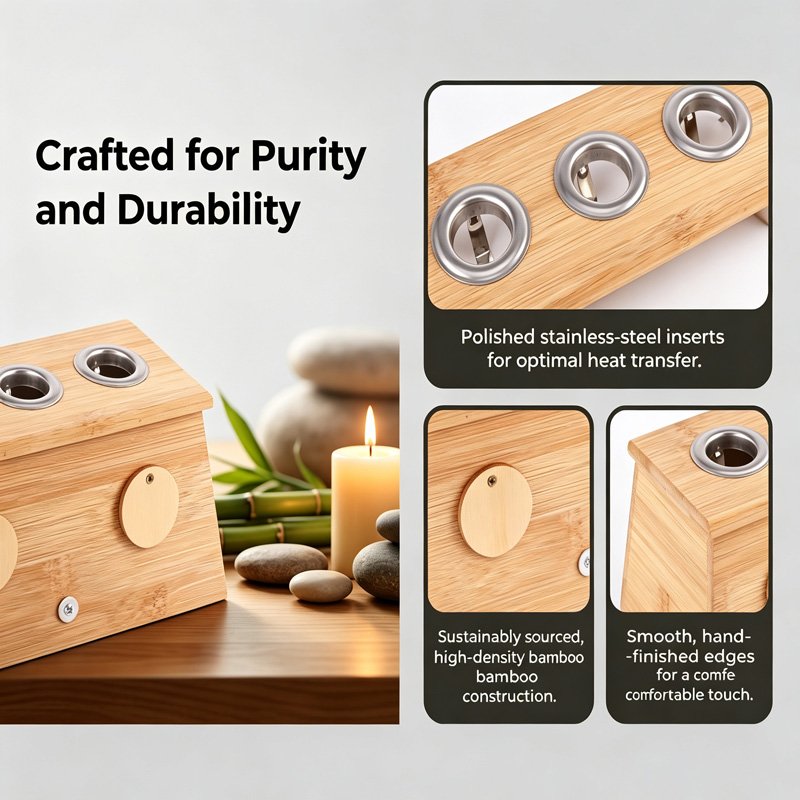 Bamboo 3-hole moxibustion box - 图片 2