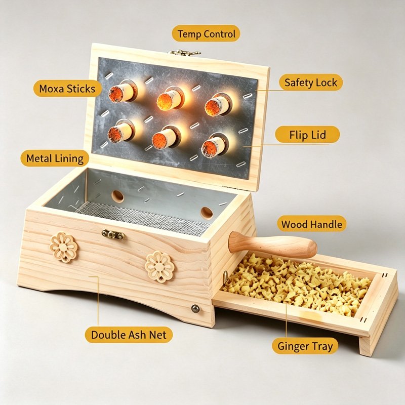 Solid wood moxibustion box - 图片 2